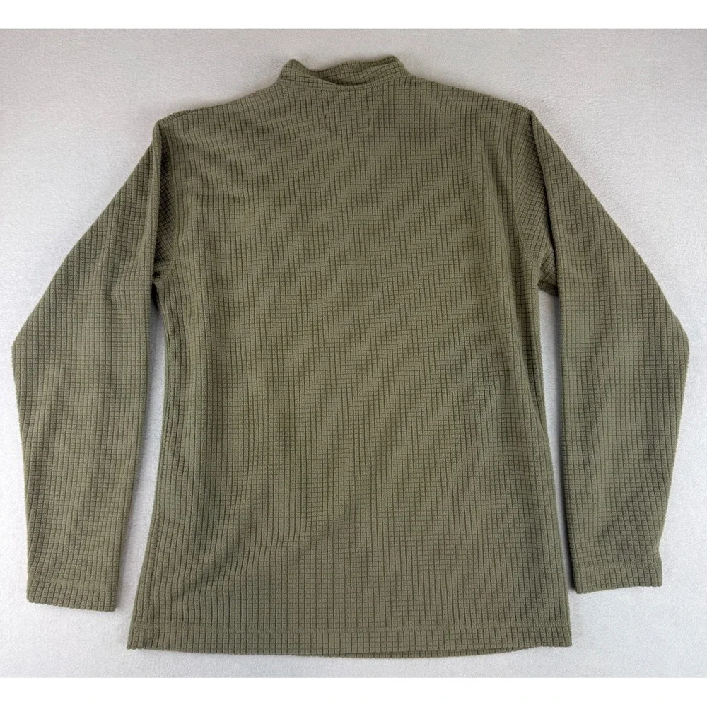 Orvis‎ Trout Bum Fleece Pullover Mens Medium Green 1/4 Zip Waffle Grid 4L62